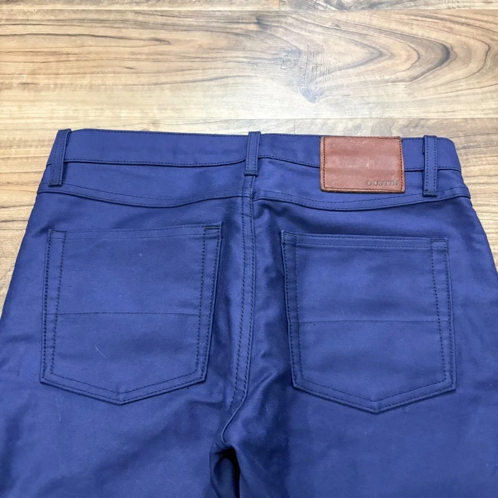 Gustin Pants Mens 30x34 Blue Slim Fit Chino Heavy Twill Cotton Workwear Casual